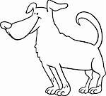 Black and White Cartoon Illustration of Funny Standing Dog for Coloring Book or Coloring Page