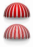 detailed illustration of round striped awnings