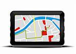 detailed illustration of a tablet mobile pc with a navigation map