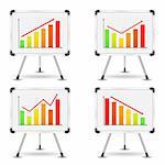 Flip charts with different bar graphs, vector eps10 illustration