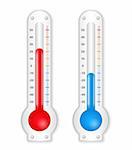 Two thermometers on white background, vector eps10 illustration