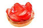 strawberry tartlet in front of white background