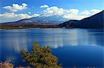 Mount Fuji and Lake Motosu in Minobu city, Yamanashi Prefecture