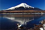 Mount Fuji reflected on Lake Yamanaka, Yamanashi Prefecture