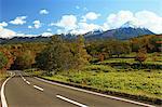 Road and mountainscape in Shari, Hokkaido