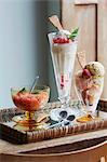 Platter of sorbet and ice cream desserts