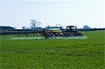 Tractor pulling mechanics in crop field