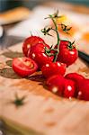 Chopped tomatoes on cutting board