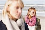 Women standing on beach