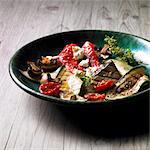 Anti-pasti platter with grilled vegetables and feta cheese