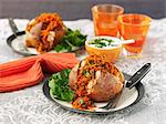 Jacket potatoes with carrot chilli