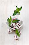 Peppermint bonbons and fresh mint