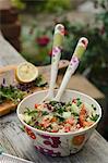 Tabbouleh with tomatoes, cucumber and chives