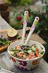 Tabbouleh with tomatoes, cucumber and chives