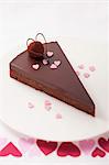 A slice of chocolate cake for Valentine's Day