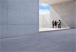 Business people meeting outside modern building