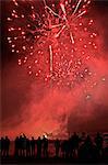 Villagers at firework display, Widecombe-in-the-Moor, Dartmoor, Devon, England, United Kingdom, Europe