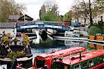 The Grand Union Canal showing the Westbourne Terrace Road Bridge, Little Venice, Maida Vale, London, England, United Kingdom, Europe