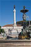 The Dom Pedro IV Monument in Rossio Square, Lisbon, Portugal, Europe