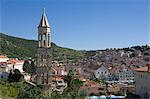 View over part of the medieval city of Hvar, island of Hvar, Dalmatia, Croatia, Europe