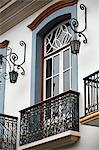 House facade of colonial building in Ouro Preto, UNESCO World Heritage Site, Minas Gerais, Brazil, South America