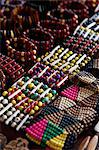 Crafts for sale at the souvenir shop of the Pataxo Indian people at the Reserva Indigena da Jaqueira near Porto Seguro, Bahia, Brazil, South America