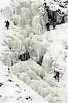 Ice climbing on Grey Mare's Tail Waterfall, Moffat Hills, Moffat Dale, Dumfries and Galloway, Scotland, United Kingdom, Europe