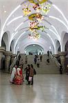 One of the many 100 metre deep subway stations on the Pyongyang subway network, Pyongyang, Democratic People's Republic of Korea (DPRK), North Korea, Asia