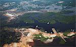 Aerial view of Amazon rainforest cleared for industry along the Rio Negro, Manaus, Amazonas, Brazil, South America