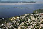 Aerial view of development along the Rio Negro, Manaus, Amazonas, Brazil, South America