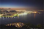 View of Urca, Flamengo and Centro at sunset, Rio de Janeiro, Brazil, South America