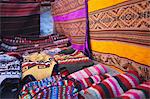 Colourful hats and blankets at market, Sucre, UNESCO World Heritage Site, Bolivia, South America