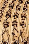 Detail of sculptures on arch of the Western facade, Notre Dame cathedral, Paris, France, Europe