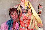 Holi celebration in Goverdan, Uttar Pradesh, India, Asia