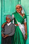 Indian mother and son, Nandgaon, Uttar Pradesh, India, Asia