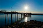 Pier at sunset at Fraser Island, UNESCO World Heritage Site, Queensland, Australia, Pacific