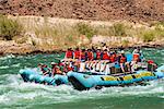 Rafting down the Colorado River through turbulent waters of the Grand Canyon, Arizona, United States of America, North America