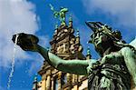 Neo-renaissance statue in a fountain at the Hamburg Rathaus (City Hall), opened 1886, Hamburg, Germany, Europe