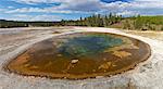 Panoramic photo of Beauty Pool, Upper Geyser Basin, Yellowstone National Park, UNESCO World Heritage Site, Wyoming, United States of America, North America