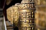 Buddhist prayer wheels, Namche Gompa (Monastery), Namche Bazaar, Solu Khumbu Region, Nepal, Asia