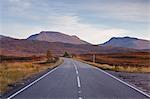 The main road through Rannoch Moor, a Site of Special Scientific Interest, Highlands, Scotland, United Kingdom, Europe