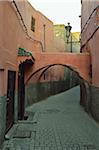 Narrow street with archway in the old town, Medina, Marrakesh, Morocco, Africa