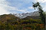 Toubkal Mountains in the High Atlas Mountain Range as seen from Imlil Valley, Morocco, Africa