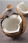 Close-up of Opened Coconut, Studio Shot