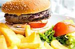 Cheese burger - American cheese burger with fresh salad