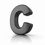 The letter C as a perforated metal object over white