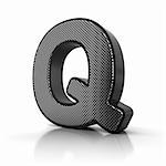 The letter Q as a perforated metal object over white