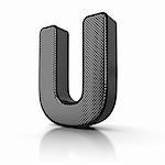 The letter U as a perforated metal object over white