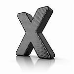 The letter X as a perforated metal object over white