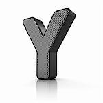 The letter Y as a perforated metal object over white